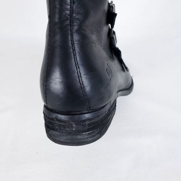 Born Ankle Boots Womens 8 Black Leather 4 Buckle Grunge Side Zip Goth Steampunk - Picture 8 of 12